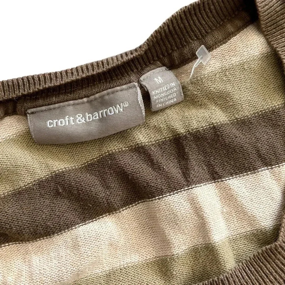 Croft & Barrow Brown Striped Sweater M - Picture 3 of 3